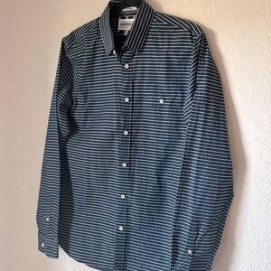 Express Men's Navy Blue Fitted Dress Shirt | Size M | Work/Formal | 15.5" Neck